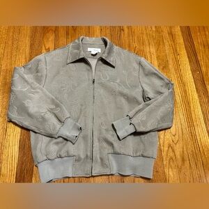 Alexa Stirling Women Size M Taupe Floral Embossed Bomber Jacket VTG